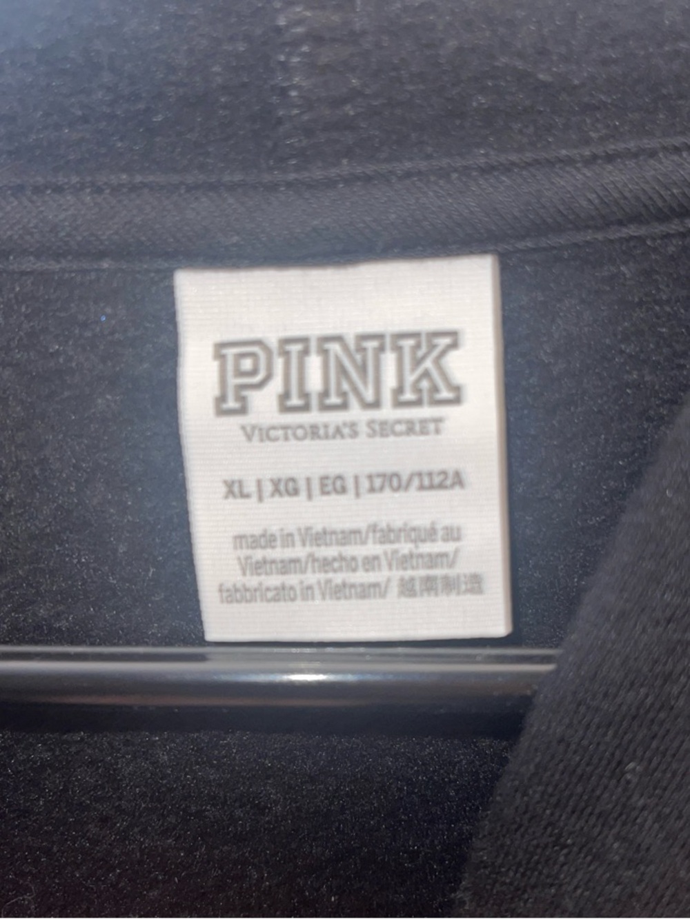 PINK Victoria's Secret Black Rhinestone Logo Crewneck Hoodie - Picture 3 of 4